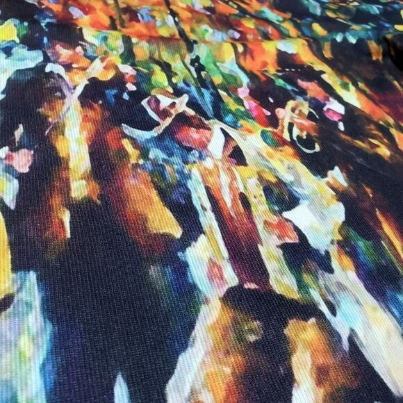 𝅺TESA Moda Glowing Music Painting Blouse Sequins Art To Wear Water Color M - Picture 4 of 12